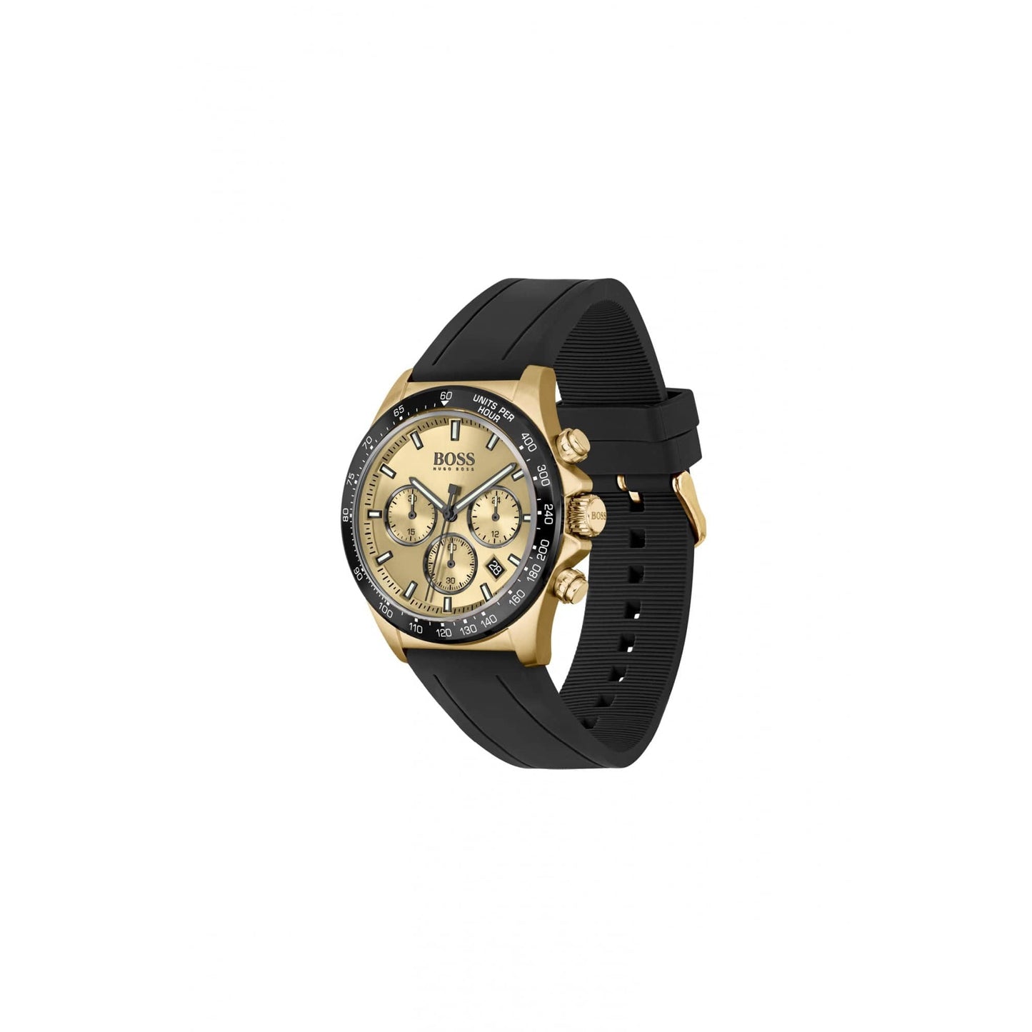 Hugo Boss Hero Gold Plated Rubber Watch Black