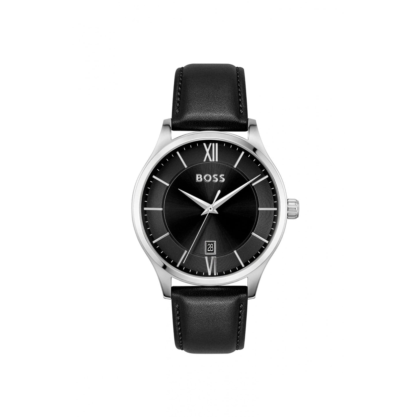 Hugo Boss Elite Leather Strap Watch Black