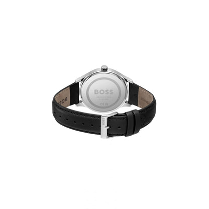 Hugo Boss Elite Leather Strap Watch Black
