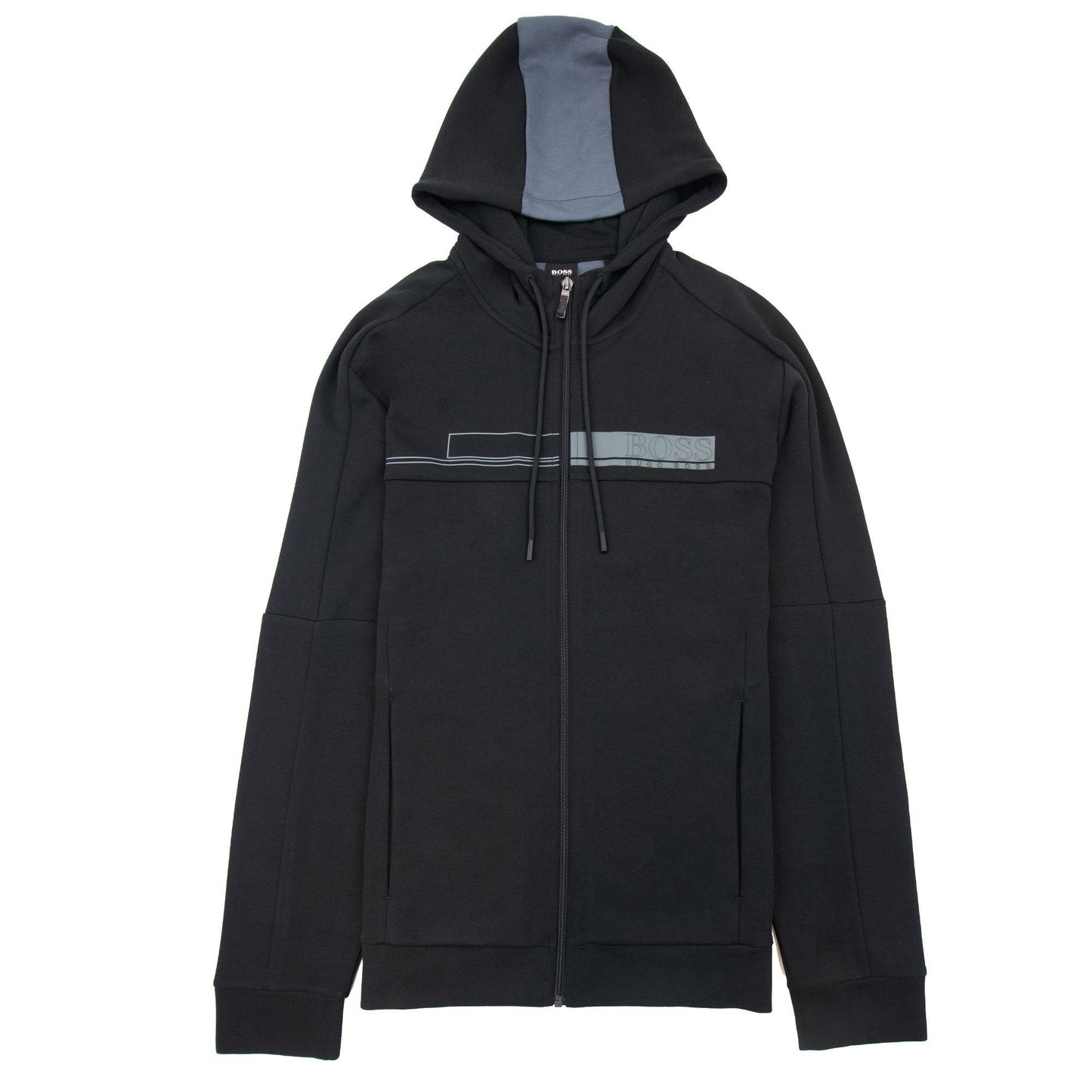 Hugo Boss Saggy 1 Block Logo Zip Up Hoody Black 001
