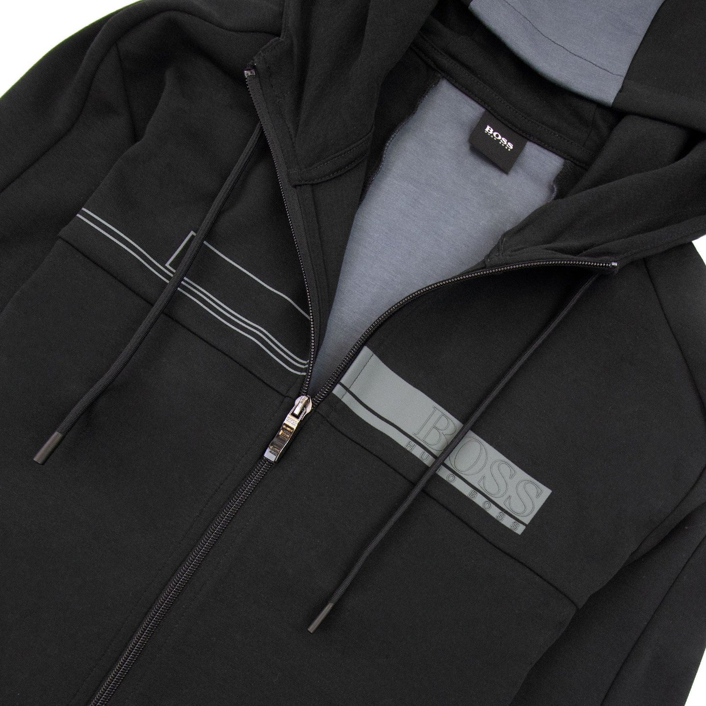Hugo Boss Saggy 1 Block Logo Zip Up Hoody Black 001