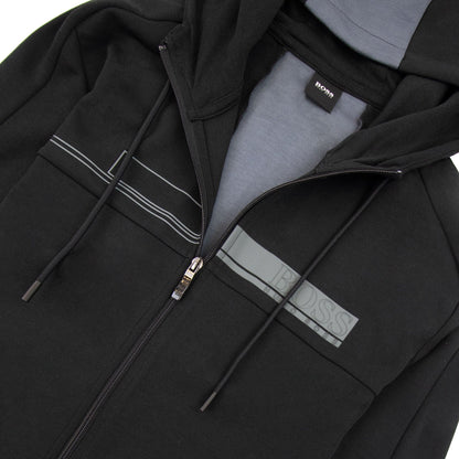 Hugo Boss Saggy 1 Block Logo Zip Up Hoody Black 001