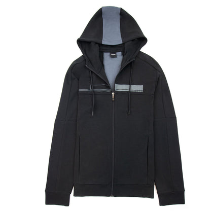 Hugo Boss Saggy 1 Block Logo Zip Up Hoody Black 001