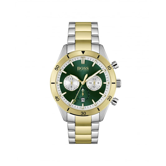 Hugo Boss Santiago Two Tone Green Watch Green