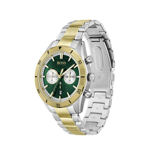 Hugo Boss Santiago Two Tone Green Watch Green