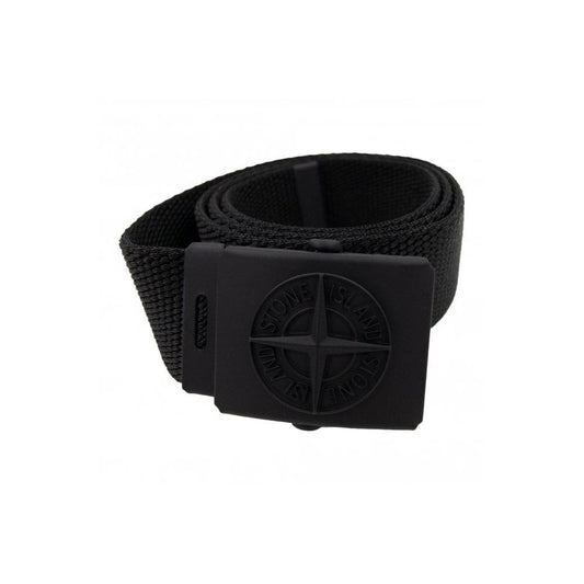 Stone Island Junior 90461 Embossed Logo Buckle Belt Black Voo29