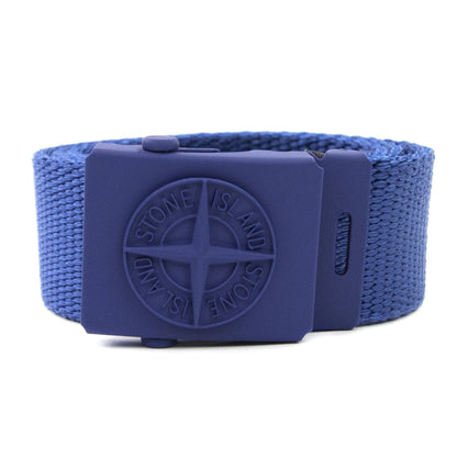 Stone Island Junior 90461 Embossed Logo Buckle Belt Blue V0024