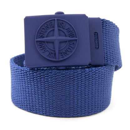 Stone Island Junior 90461 Embossed Logo Buckle Belt Blue V0024