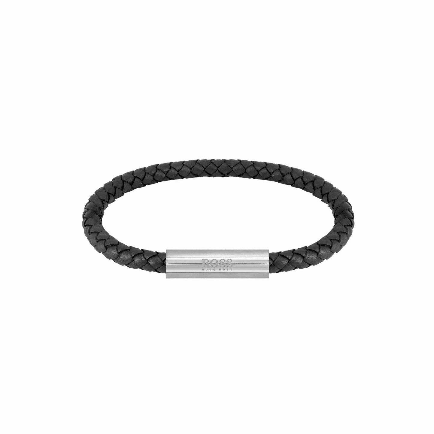 Hugo Boss Braided Leather Bracelet Black