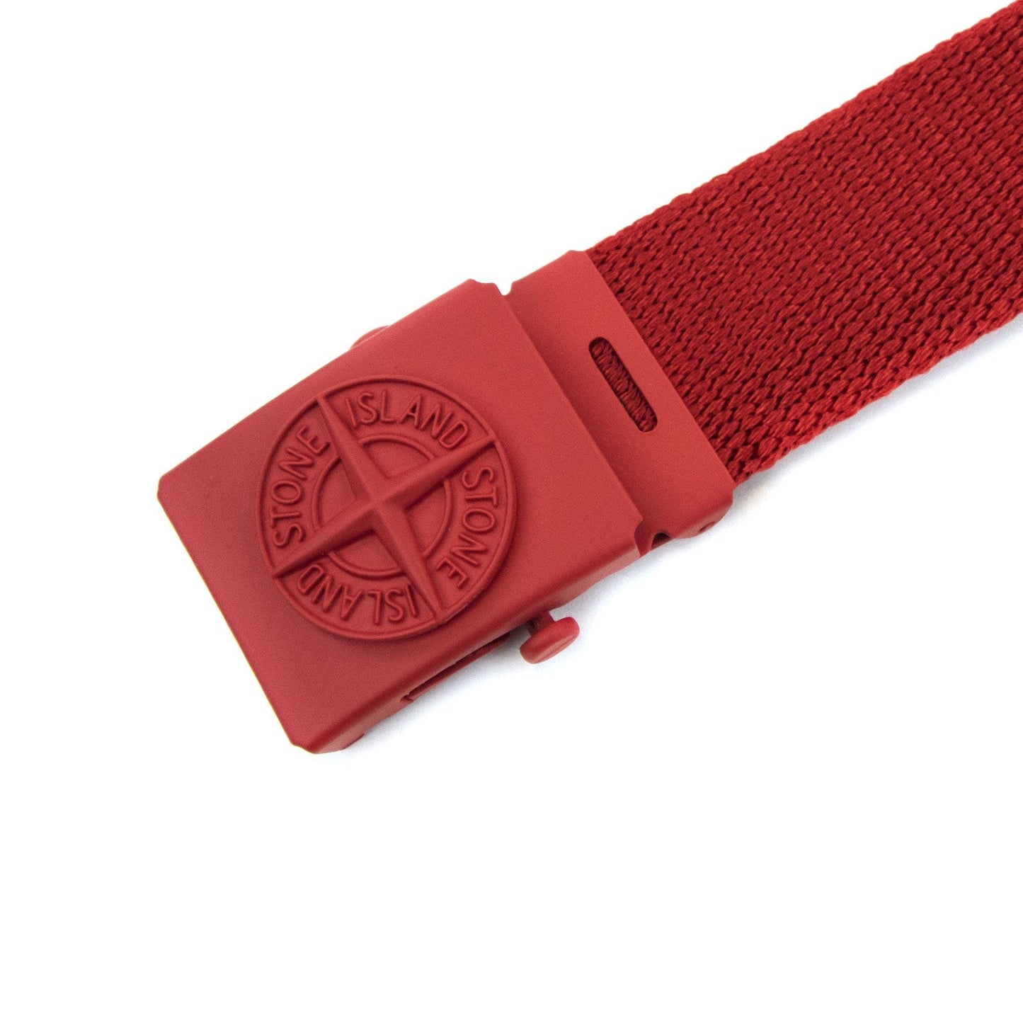 Stone Island Junior 90461 Embossed Logo Buckle Belt Red V0010