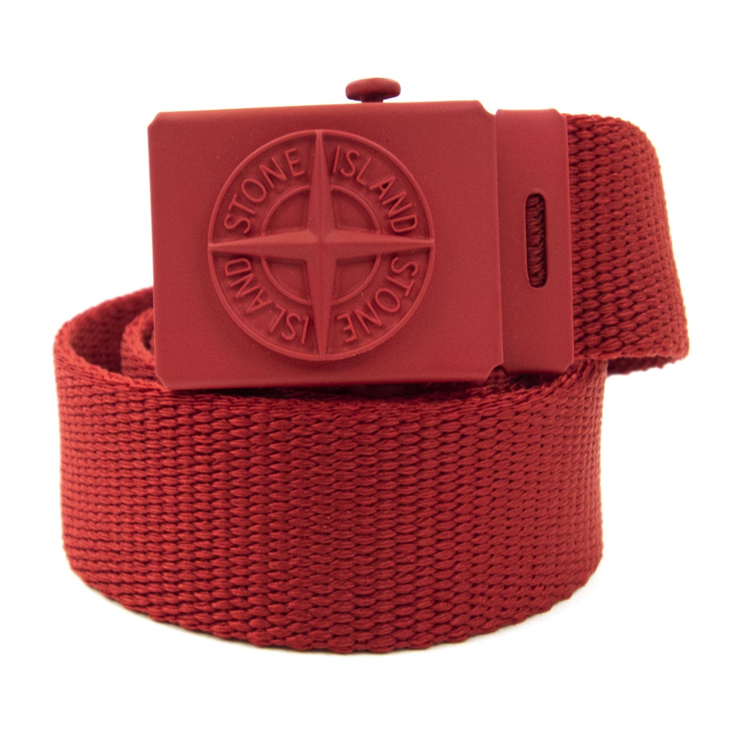 Stone Island Junior 90461 Embossed Logo Buckle Belt Red V0010