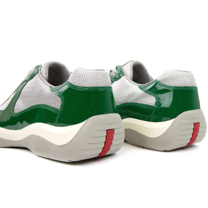 Prada Americas Cup Patent Leather And Nylon Sneakers Green
