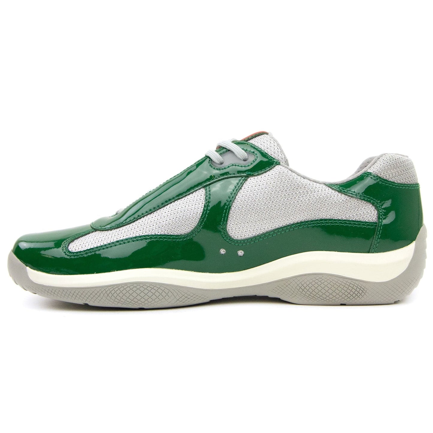 Prada Americas Cup Patent Leather And Nylon Sneakers Green