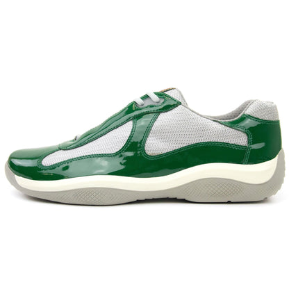 Prada Americas Cup Patent Leather And Nylon Sneakers Green