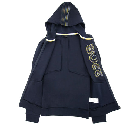 Hugo Boss Saggy 1 Multi Logo Zip Up Hoody Dark Navy 402