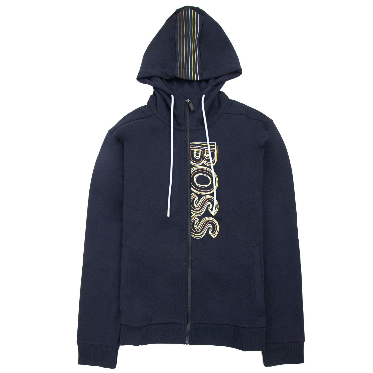 Hugo Boss Saggy 1 Multi Logo Zip Up Hoody Dark Navy 402