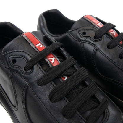 Prada Americas Cup Full Calf Leather Sneaker Black