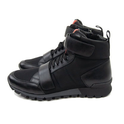 Prada Plume+nylon Ankle Boot Black