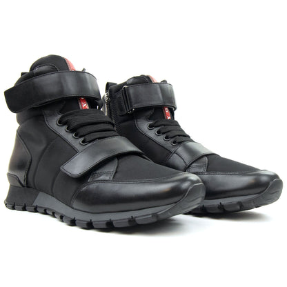 Prada Plume+nylon Ankle Boot Black