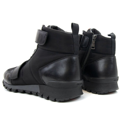 Prada Plume+nylon Ankle Boot Black