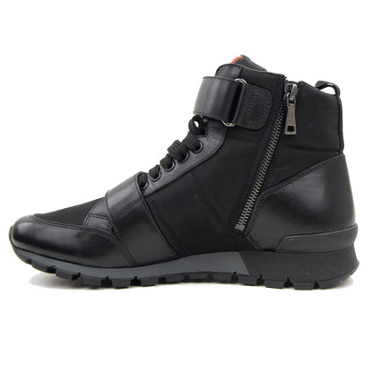 Prada Plume+nylon Ankle Boot Black