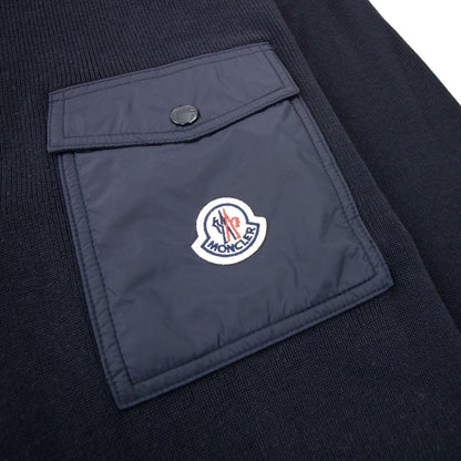 Moncler Nylon Pocket Crewneck Knit Sweatshirt Navy 743