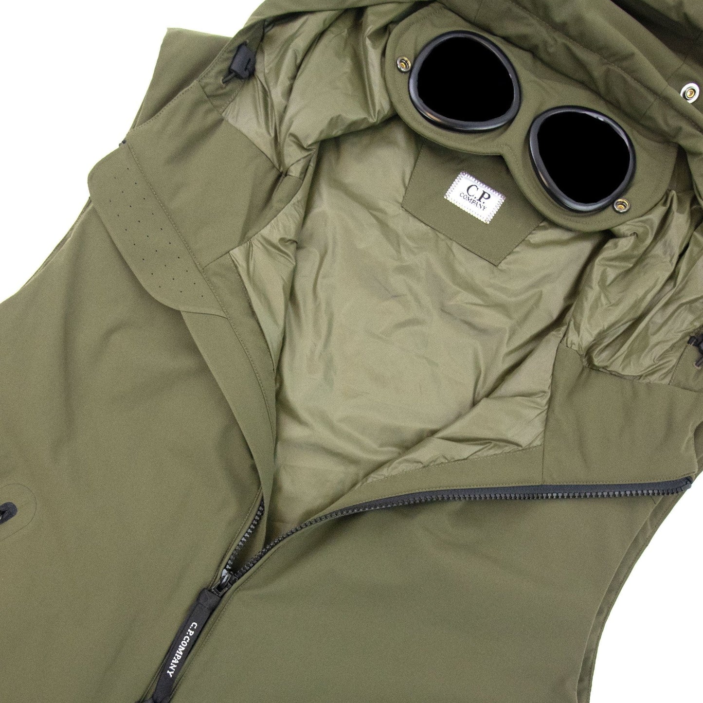 Cp Company Cp Pro Tek Hooded Gilet Khaki 672