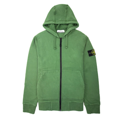 Stone Island Open Zip Up Hooded Sweatshirt Khaki V0058