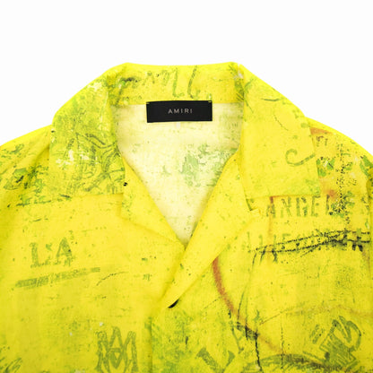 Amiri Army Stencil Camp Shirt Lime Green