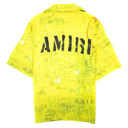 Amiri Army Stencil Camp Shirt Lime Green