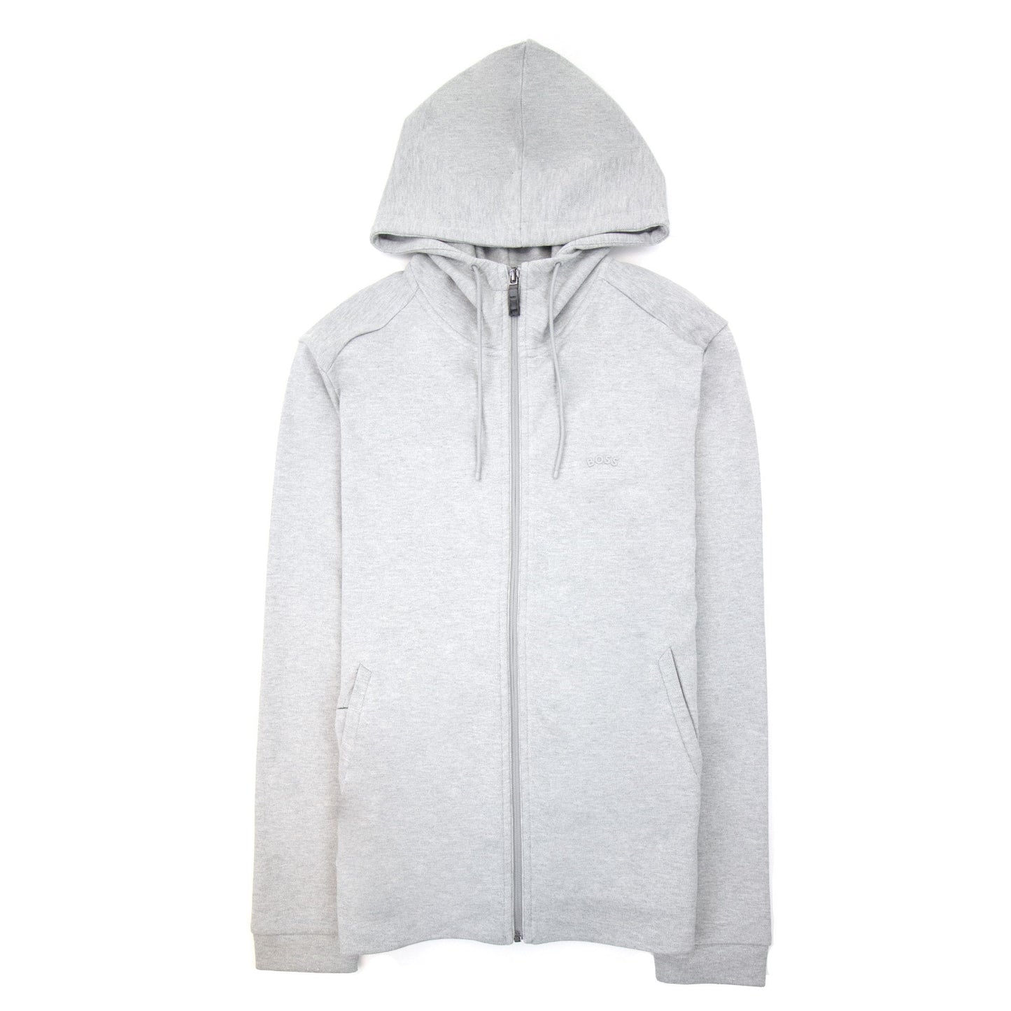 Hugo Boss Saggy Curved Logo Zip Up Hoody Gray 059