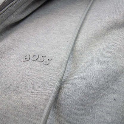 Hugo Boss Saggy Curved Logo Zip Up Hoody Gray 059