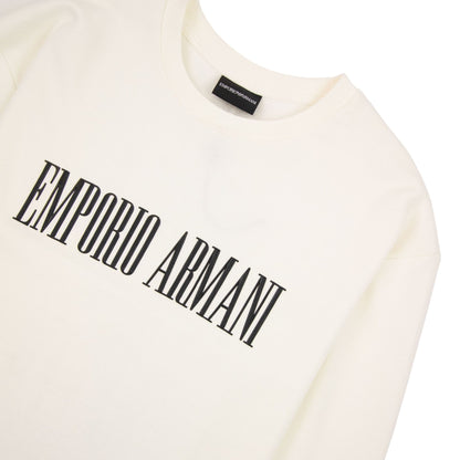 Emporio Armani Text-print Cotton-blend Sweatshirt White