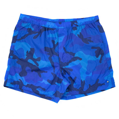 Valentino Camouflage Print Nylon Swim Short Blue/camo