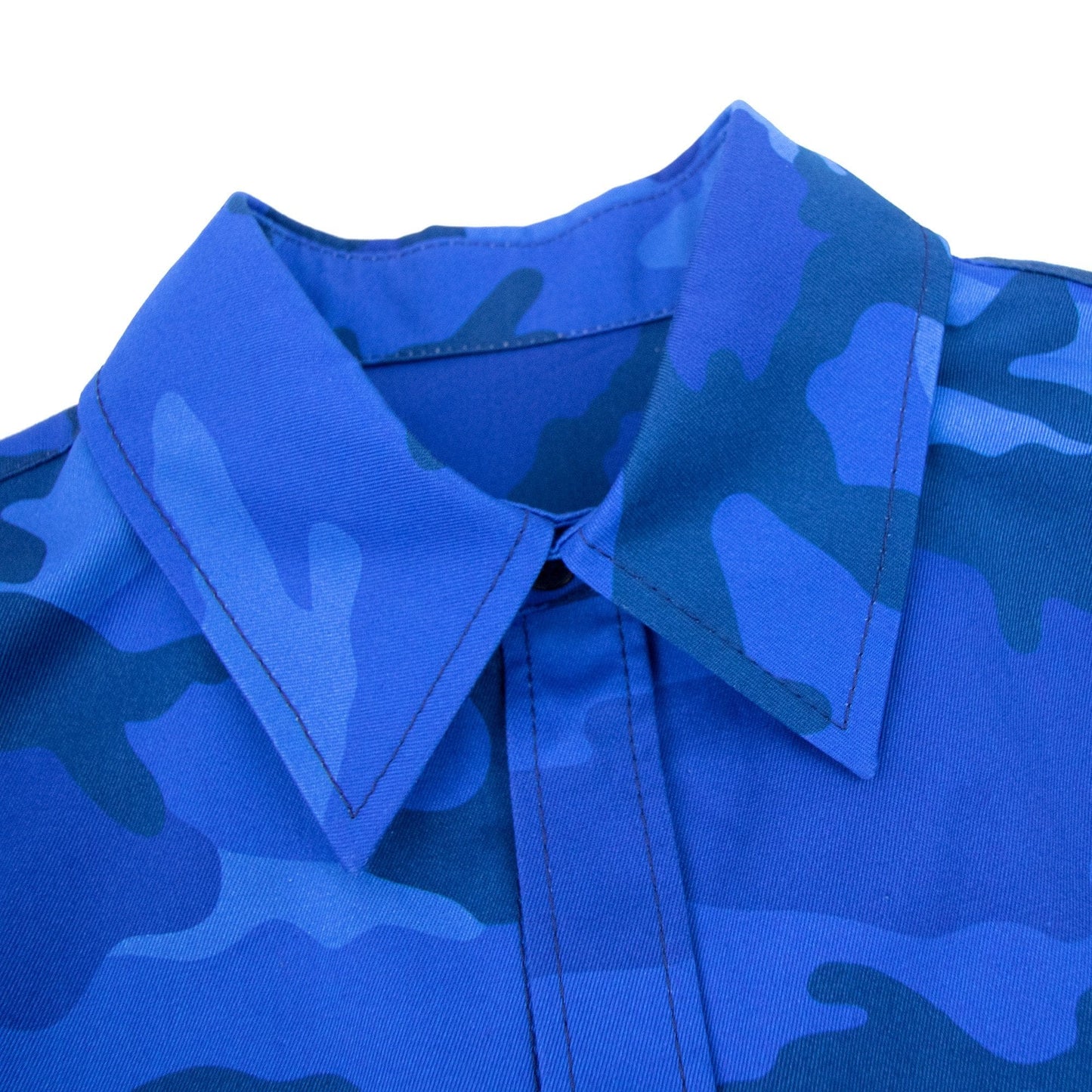 Valentino Camouflage Print And Valentino Embroidery Cotton O Blue Camo