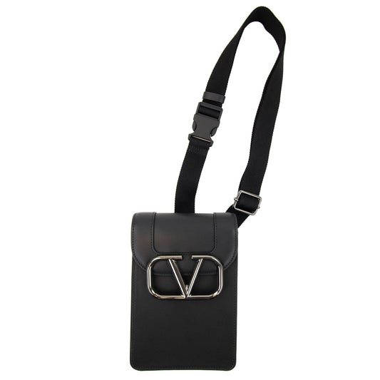 Valentino Cross Body Metal Badge Bag Black