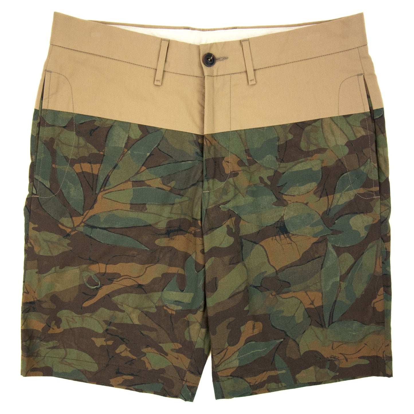 Moncler Camo Cotton Shorts Beige