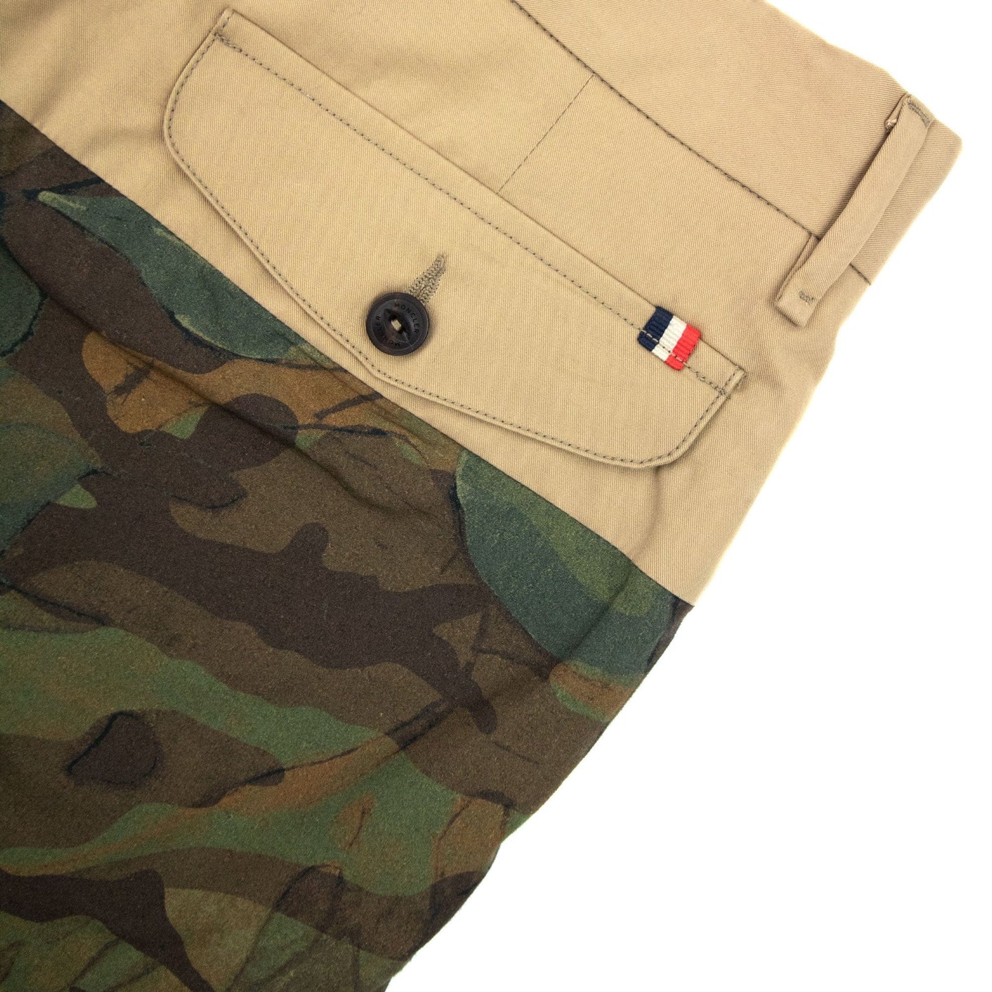 Moncler Camo Cotton Shorts Beige