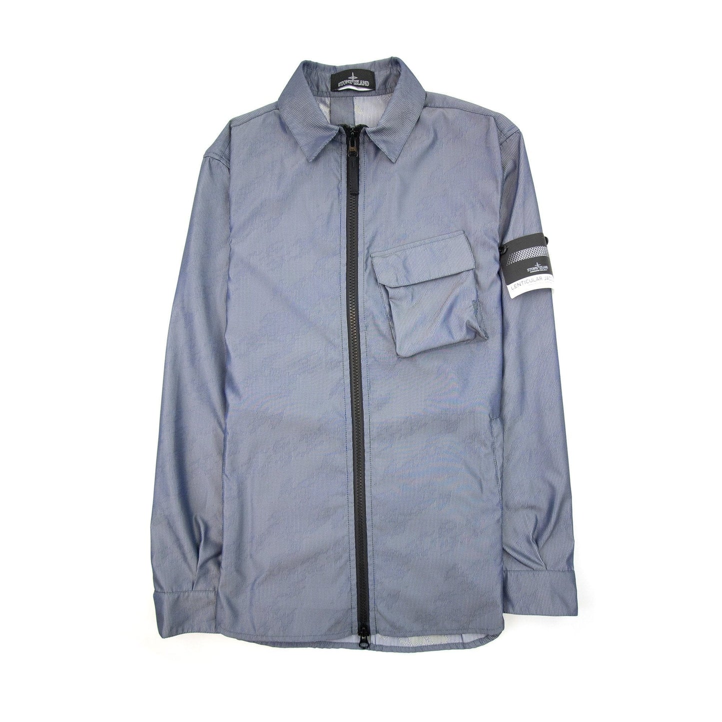 Stone Island Shadow Project Lenticular Zip-up Overshirt Jacket Blue V0022