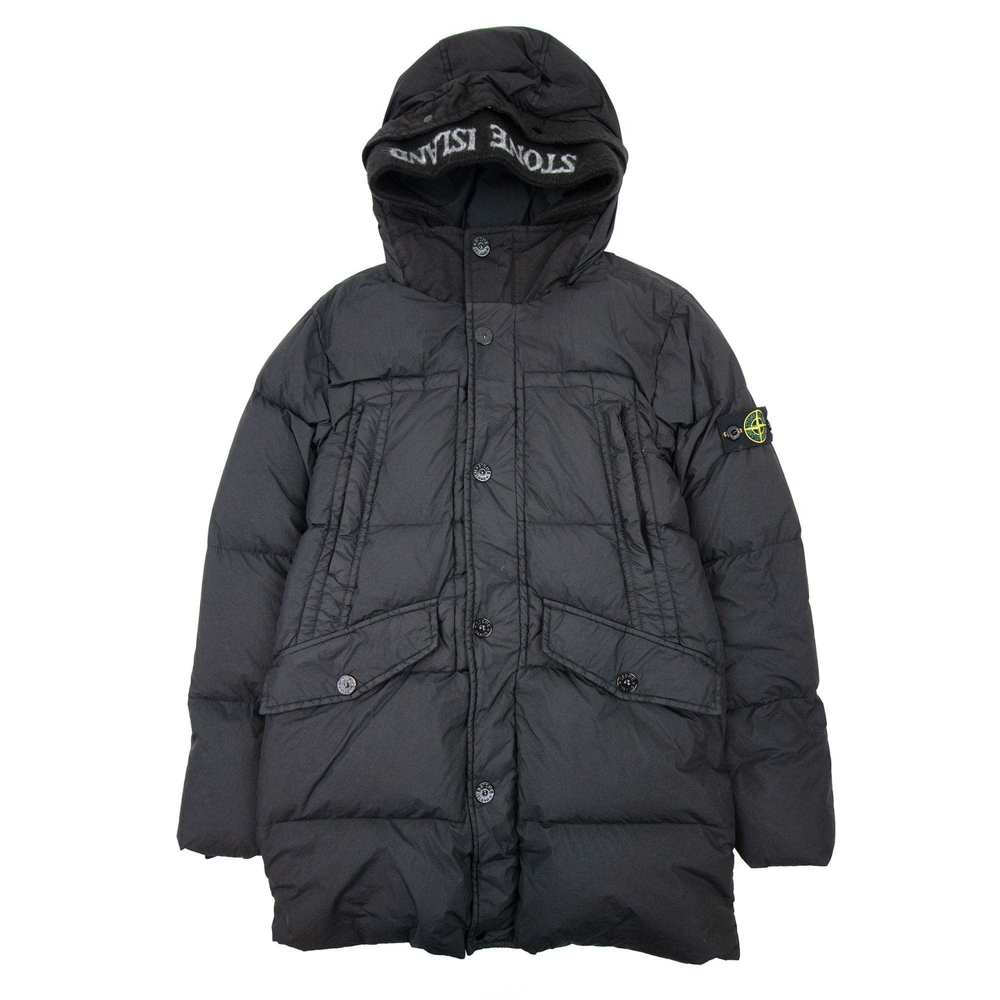 Stone Island Junior Garment Dyed Crinkle Reps Ny Down Jacket Black Voo29