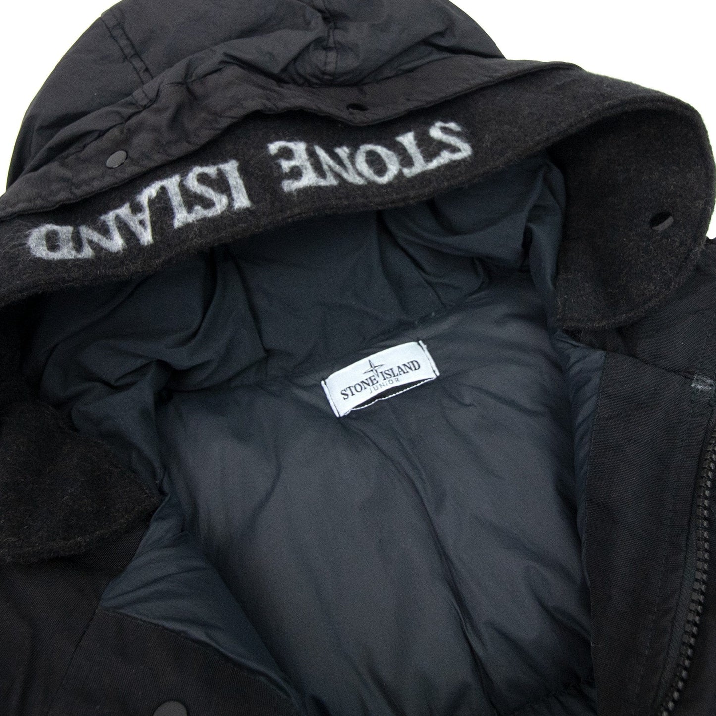 Stone Island Junior Garment Dyed Crinkle Reps Ny Down Jacket Black Voo29