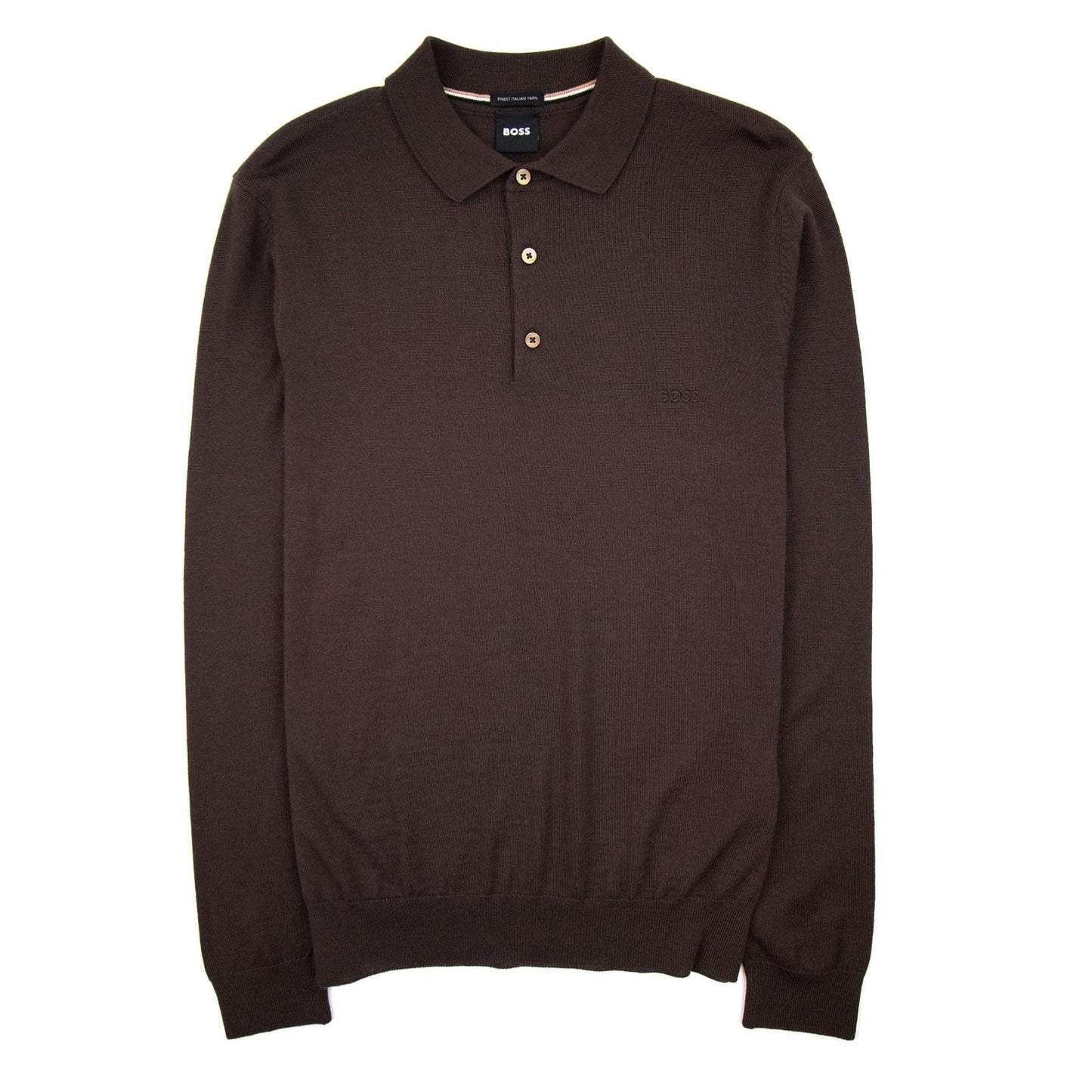Hugo Boss Bono-l Embroidered Logo Knitted Polo Brown 210