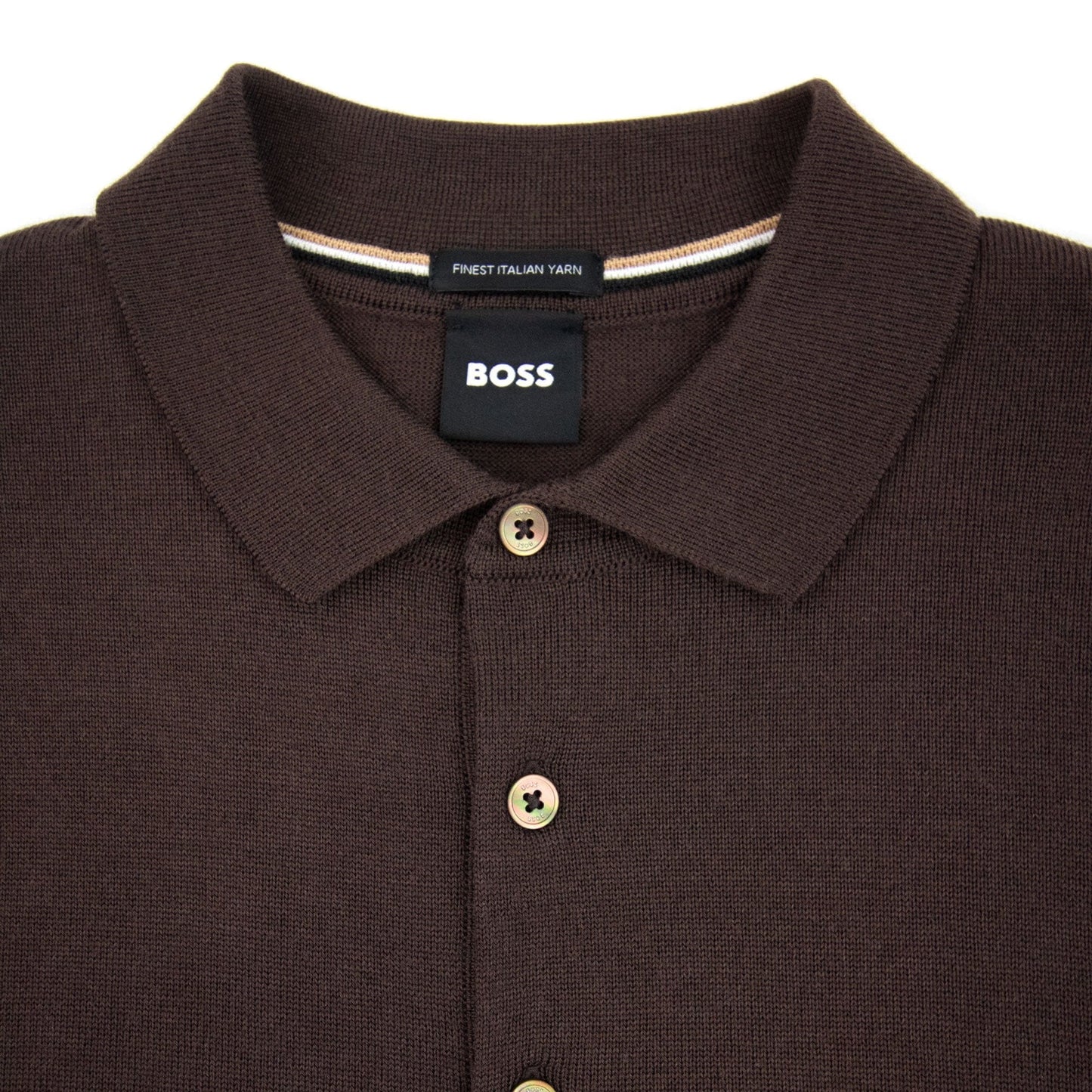 Hugo Boss Bono-l Embroidered Logo Knitted Polo Brown 210