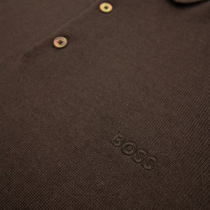 Hugo Boss Bono-l Embroidered Logo Knitted Polo Brown 210