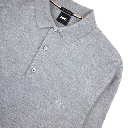 Hugo Boss Bono-l Embroidered Logo Knitted Polo Grey 041