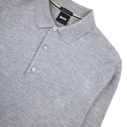 Hugo Boss Bono-l Embroidered Logo Knitted Polo Grey 041