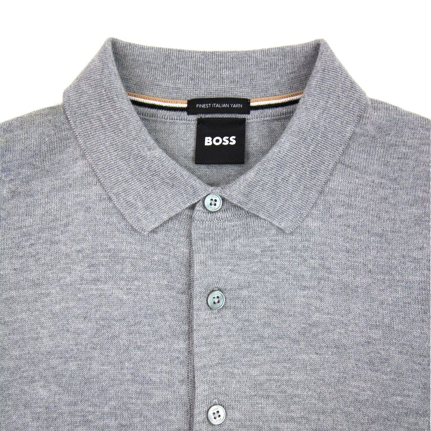 Hugo Boss Bono-l Embroidered Logo Knitted Polo Grey 041