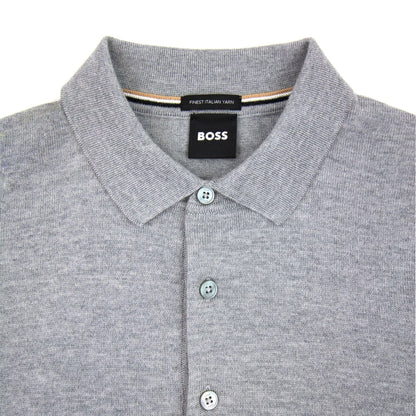 Hugo Boss Bono-l Embroidered Logo Knitted Polo Grey 041