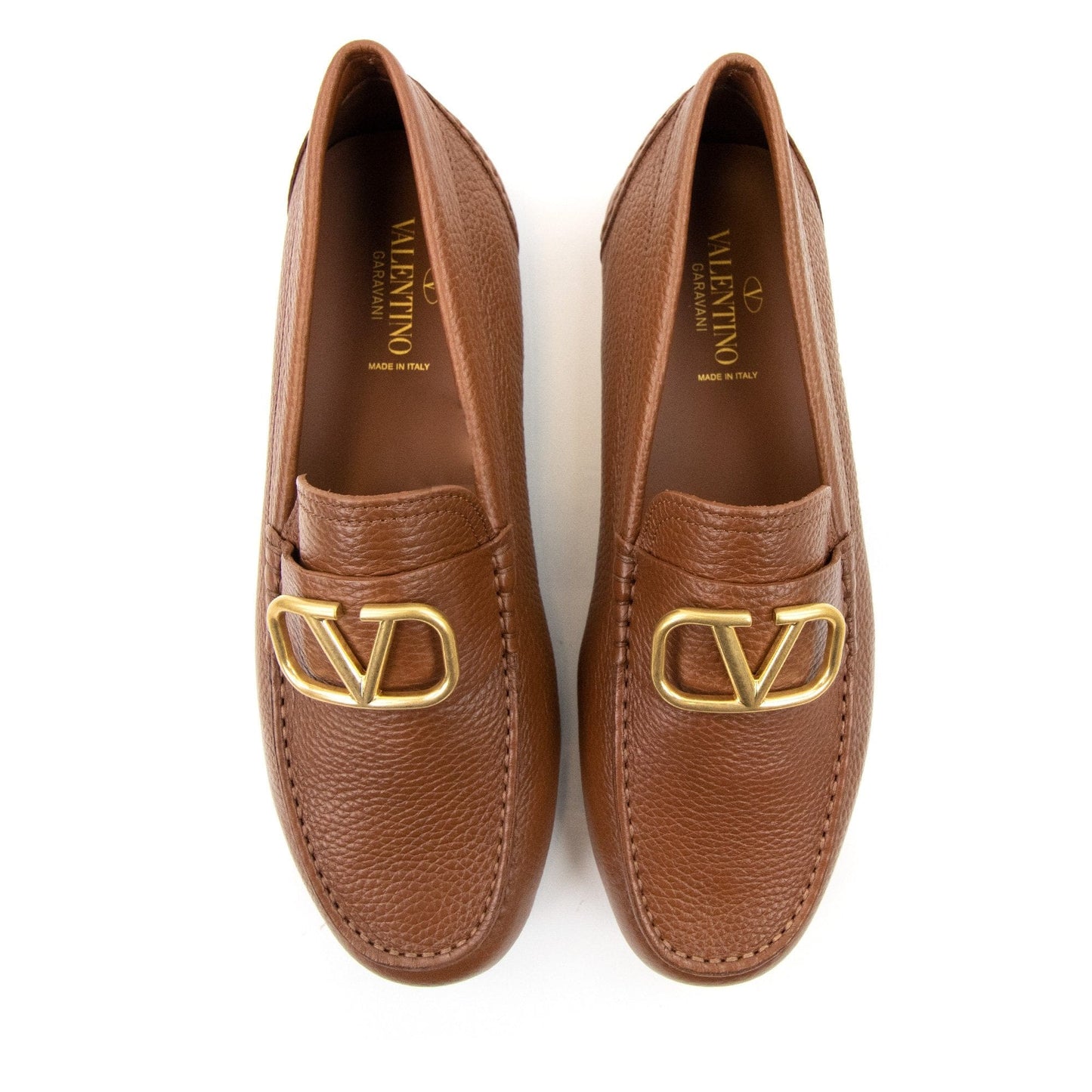Valentino Vlogo Calfskin Driving Shoe Tan Brown L94