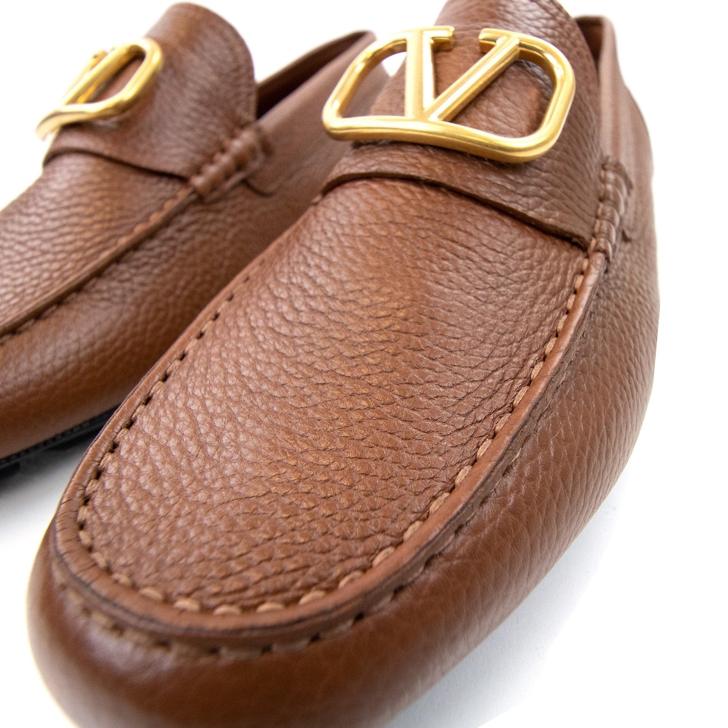 Valentino Vlogo Calfskin Driving Shoe Tan Brown L94